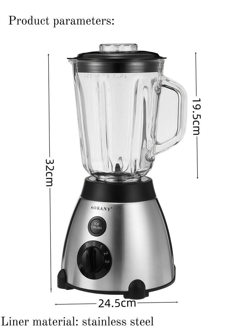 سوكاني خلاط SOKANY متعدد الأغراض بقوة 400 واط مكون من قطعتين مع وعاء غير قابل للكسر سعة 1.5 لتر: معيار أوروبي - Image 2