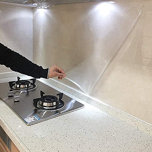 HAPPYMATES 12 X 24 Inches Clear Transparent Kitchen Backsplash Protective Contact Paper Removable Clear Wall Protector Oil Proof Waterproof Sticker Easy to Clean - Image 1