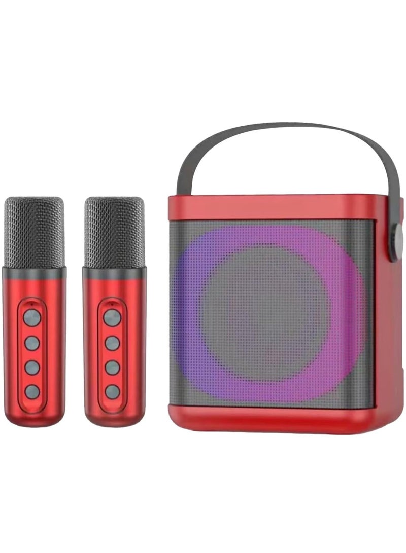 SU.YOSD NEW YS307 Home Karaoke Portable Bluetooth Speaker Dual Wireless Microphone Red - Image 1