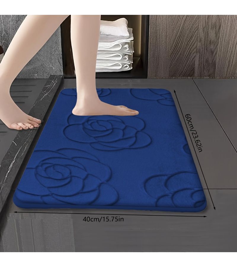 Royal Blue Anti Slip Bathroom Shower Mat Soft Thickened Quick Dry Machine Washable Fiber Carpet For Kitchen Bedroom Living Room Decor 40x60 - Image 5