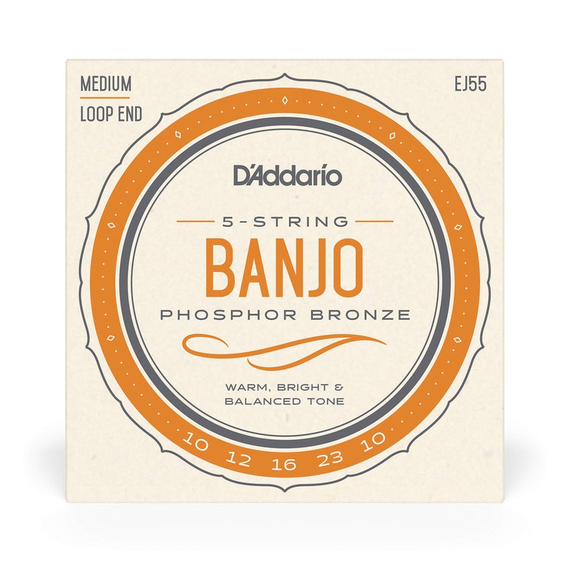 D'Addario Tenor Banjo Strings, Phosphor Bronze, EJ55, Medium Gauge 9-30, 5 String Set, Pack of 1 - Image 2