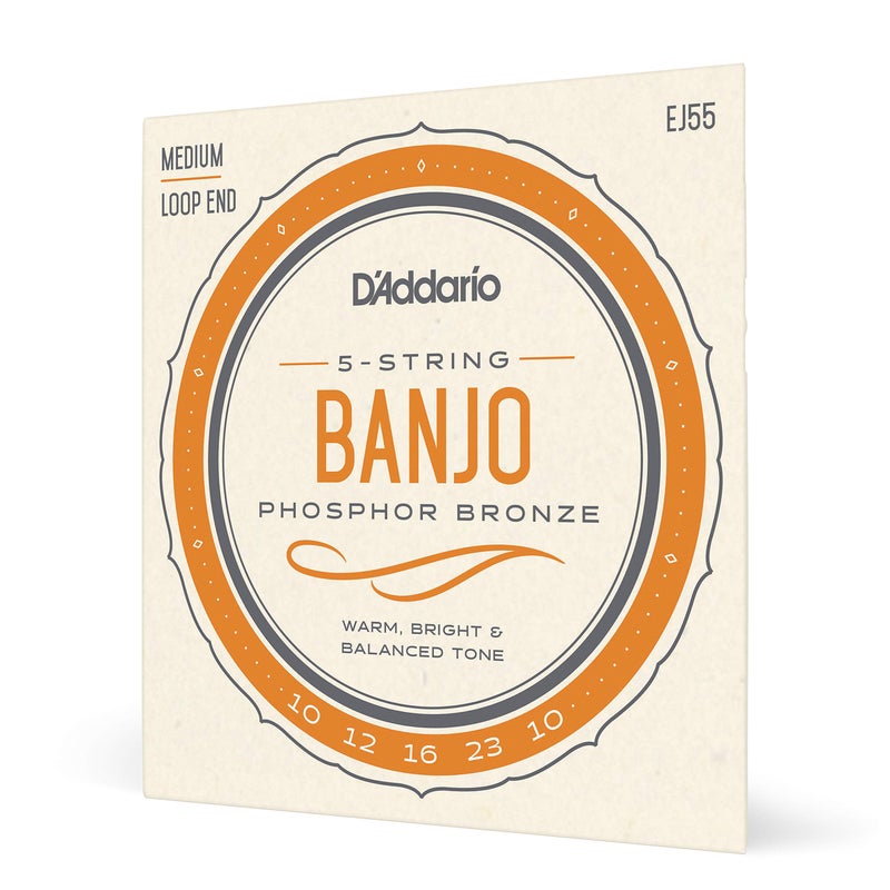 D'Addario Tenor Banjo Strings, Phosphor Bronze, EJ55, Medium Gauge 9-30, 5 String Set, Pack of 1 - Image 1