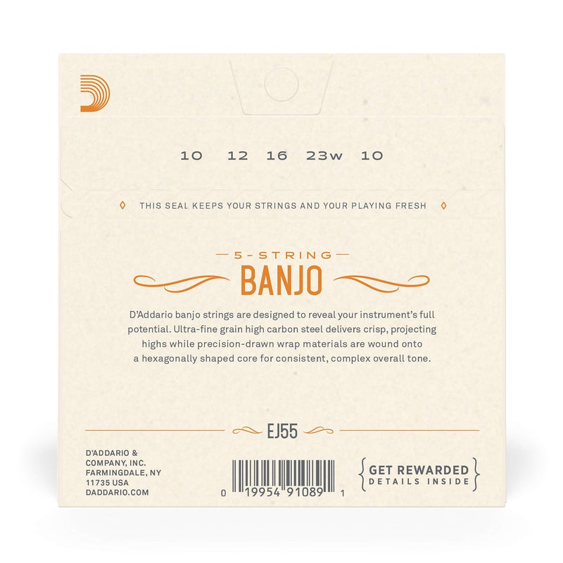 D'Addario Tenor Banjo Strings, Phosphor Bronze, EJ55, Medium Gauge 9-30, 5 String Set, Pack of 1 - Image 3