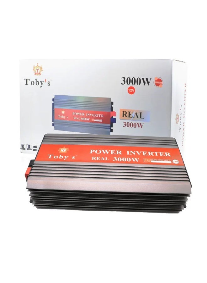 توبيز محول طاقة للسيارة بقوة 3000 واط، شاشة LED، محول طاقة تيار متردد من 12 فولت إلى 220 فولت، عاكس موجة جيبية معدلة لأجهزة الكمبيوتر المحمول والكمبيوتر اللوحي والأنظمة الشمسية والتخييم - INVERTOR 3000 - Image 1