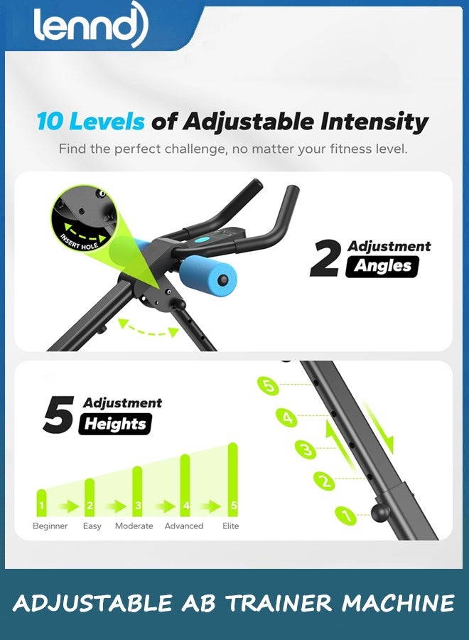 LENND Ab Machine, Ab Workout Equipment, Adjustable Ab Trainer Machine for Abs Workout at Home Gym, Foldable, Knee Protection, Abdominal Trainer for Stomach Workout - Image 2