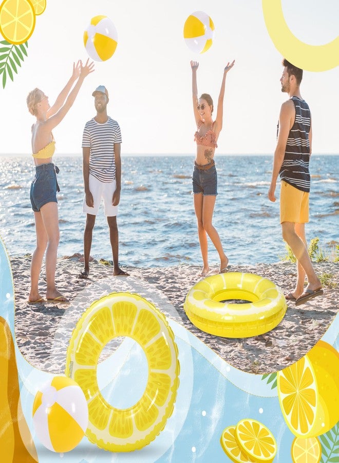 Lewtemi 8 Pcs Fruit Pool Floats Lemon Swimming Rings Lemon Beach Balls Inflatable Pool Floaties Inflatable Tubes Floaties Hawaiian Beach Summer Tropical Party for Adult - Image 5