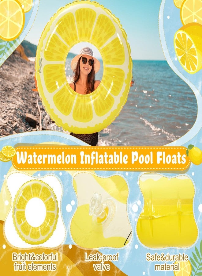 Lewtemi 8 Pcs Fruit Pool Floats Lemon Swimming Rings Lemon Beach Balls Inflatable Pool Floaties Inflatable Tubes Floaties Hawaiian Beach Summer Tropical Party for Adult - Image 3
