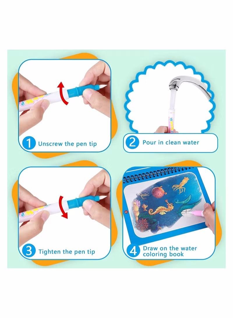 1 Pieces Water Draw Books Water Pen Coloring Books with 1 Pieces Pens - Image 3