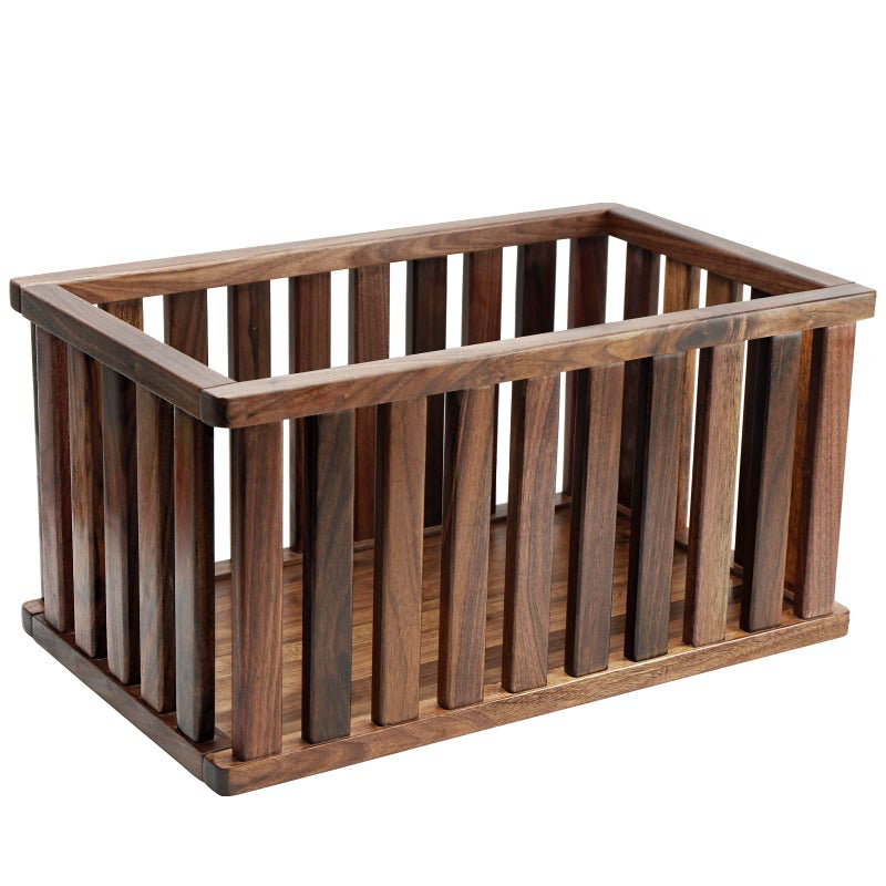 MAGIGO Extra Large Rectangular Solid Walnut Storage Basket, Natural Wood Storage Bins for Organizing, Wooden and Decorative for Organizing at Home 20 x 10 x 10 inches - Image 1