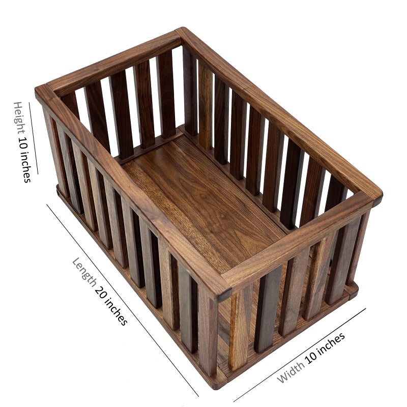 MAGIGO Extra Large Rectangular Solid Walnut Storage Basket, Natural Wood Storage Bins for Organizing, Wooden and Decorative for Organizing at Home 20 x 10 x 10 inches - Image 2