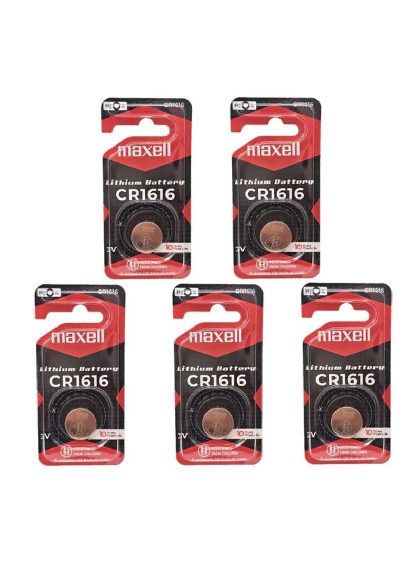 Maxell CR1616 Lithium 3V Japan Batteries - 5 Pieces
