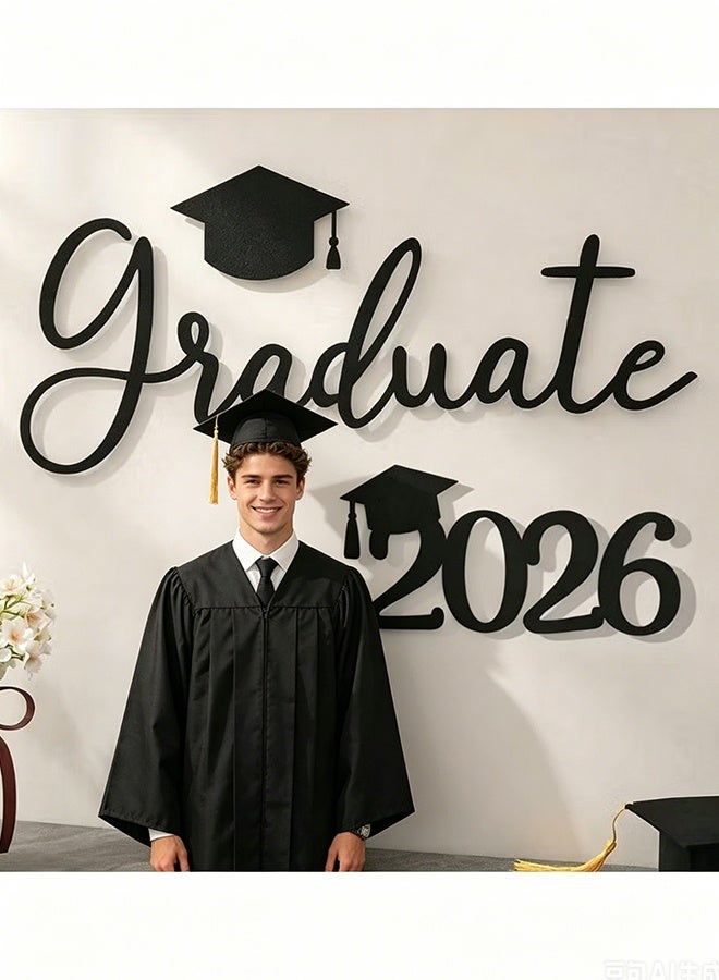 Realfrog Graduation Party Decorations 2026 Graduation Wall Sticker with Graduate Design and Cap for Wall & Party Decor - Image 2