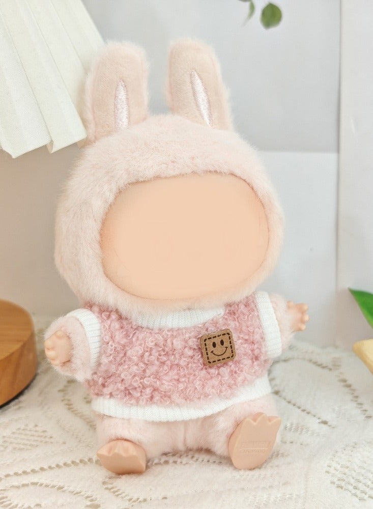 5-piece Laboo Clothing Set - Laboo Clothing, 17cm Laboo Doll Chic Style Set - Clothing + Light Pink Heart-shaped Velvet Hat + Small Pink Camera + Glasses + Canvas Shoes (Doll Not Included) - Image 3