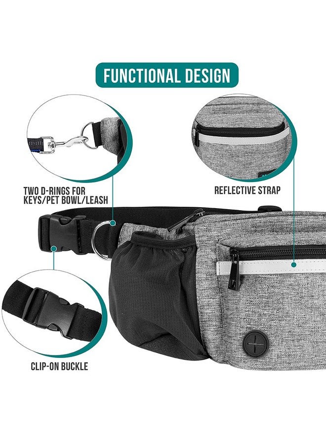 PetAmi PetAmi Dog Fanny Pack, Treat Pouch for Dog Walking, Training, Built in Poop Bag Dispenser, Water Bottle Holder, Collapsible Bowl, Pet Treat Waist Belt for Hiking, Running, Kibbles (Grey) - Image 3