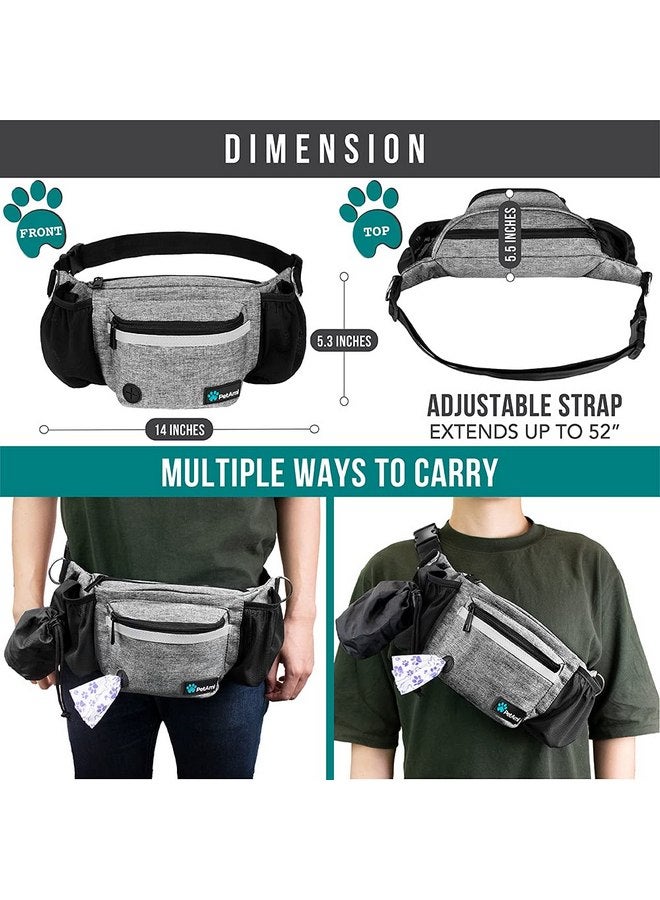 PetAmi PetAmi Dog Fanny Pack, Treat Pouch for Dog Walking, Training, Built in Poop Bag Dispenser, Water Bottle Holder, Collapsible Bowl, Pet Treat Waist Belt for Hiking, Running, Kibbles (Grey) - Image 4