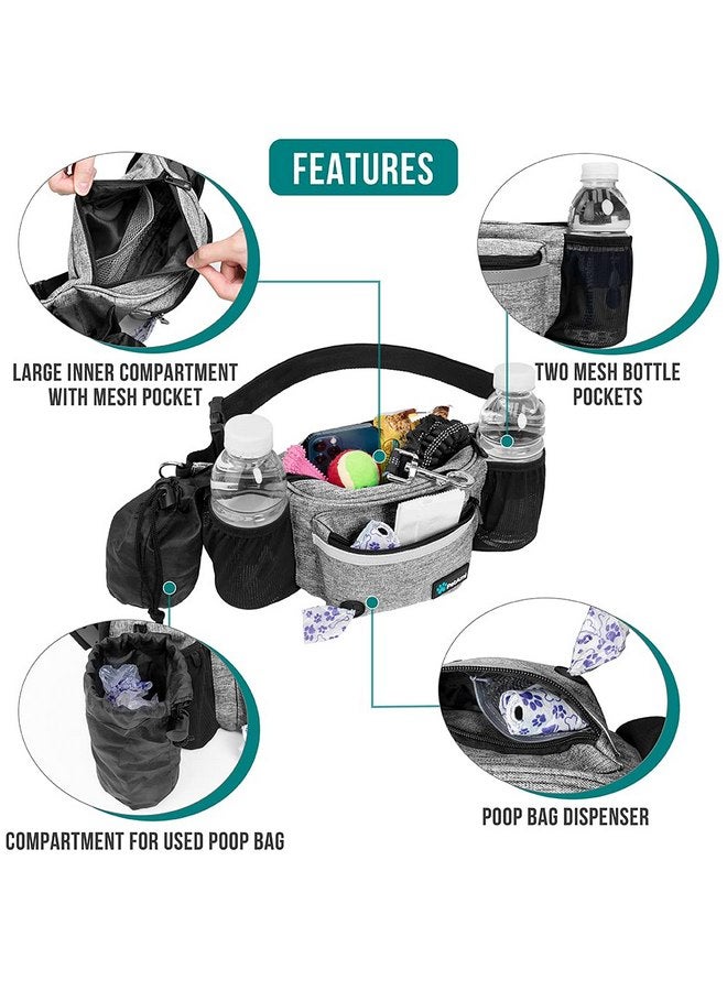 PetAmi PetAmi Dog Fanny Pack, Treat Pouch for Dog Walking, Training, Built in Poop Bag Dispenser, Water Bottle Holder, Collapsible Bowl, Pet Treat Waist Belt for Hiking, Running, Kibbles (Grey) - Image 2