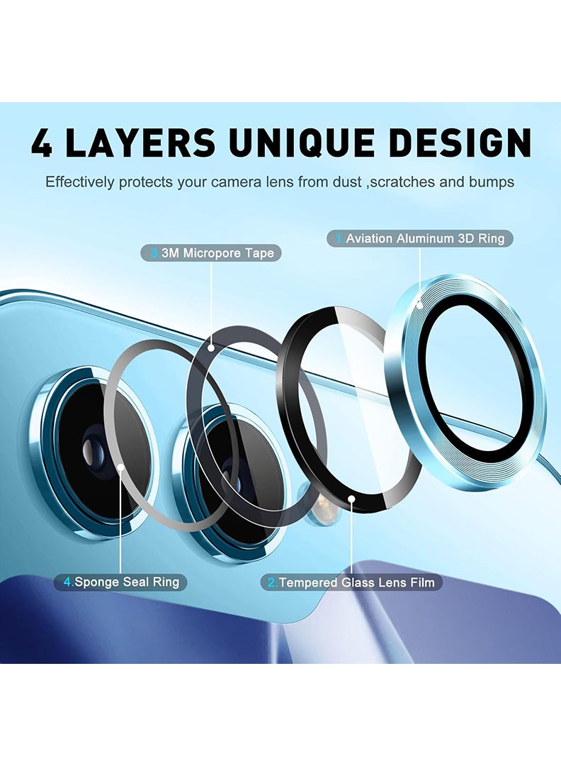 ثيودور واقي عدسة الكاميرا من قطعتين لهاتف Z Flip 6 مع غطاء كاميرا من الزجاج المقوى عالي الدقة 9H مضاد للخدش وحلقة كاميرا من سبائك الألومنيوم، أزرق - Image 4