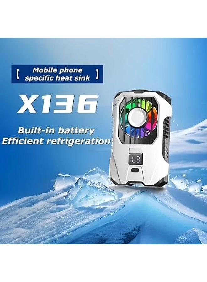 Mobile Phone Cooling Fan with Semiconductor System Built-in Battery Temperature Display Type C White Compatible up to 89mm Width  - Image 4