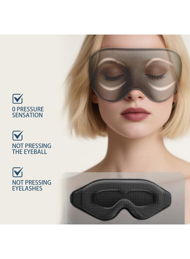 Aknzlmed Sleep Mask, 3D Eye Mask for Sleeping, Women Men Side Sleeper, No Eye Pressure 100% Blocking Light Sleeping Mask with Adjustable Strap Blindfold Yoga, Traveling, Nap, Black - Image 3