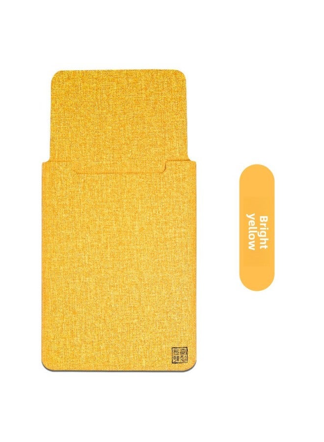 Laptop Liner Bag 11-18 Inch Linen Grain Leather Computer Bag Shockproof Tablet Bag Portable-Color:Bright Yellow Linen-Applicable Model:18 Inch - Image 1