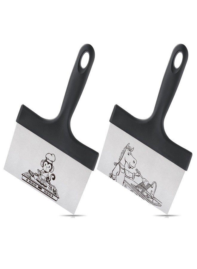 OLULU 2PCS Griddle Scraper, Stainless Steel Grill Scraper, Heavy Duty Flat Top Grill Scraper for Blackstone Griddle and Outdoor BBQ. - Image 1