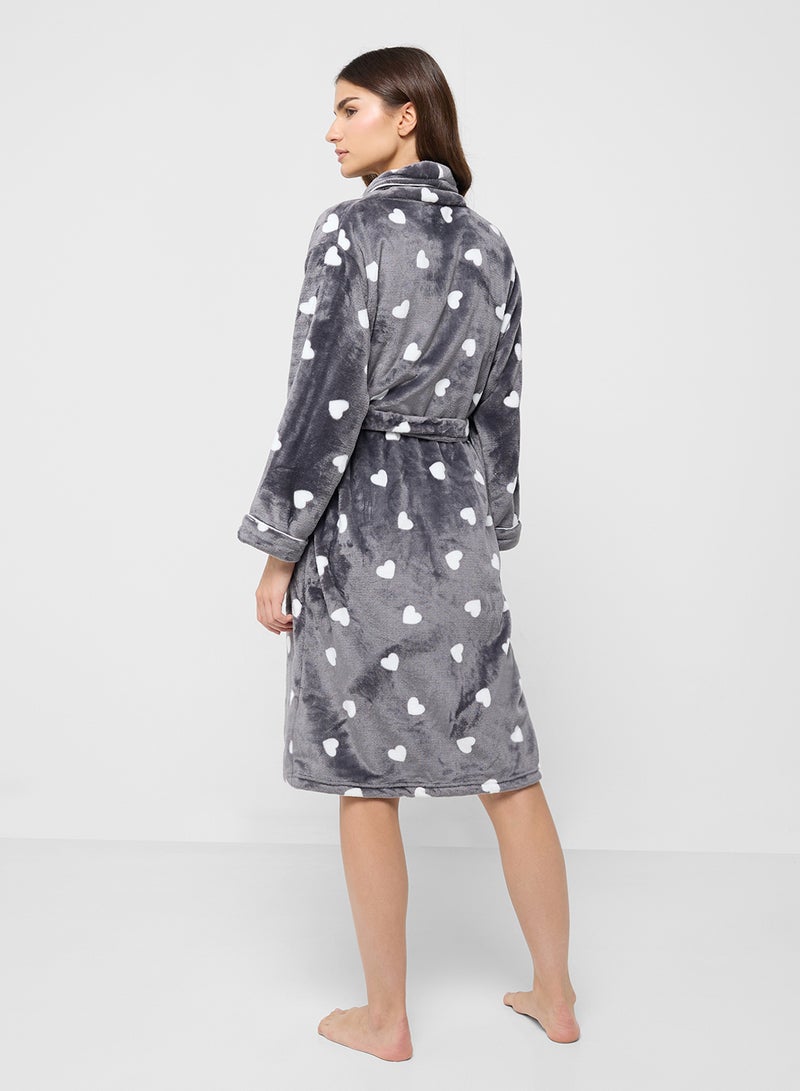 Ginger Fuzzy Heart Print Robe  - Image 2