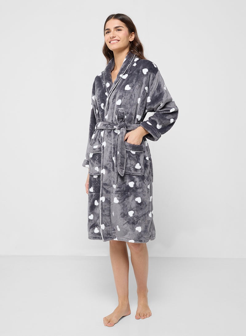 Ginger Fuzzy Heart Print Robe  - Image 4
