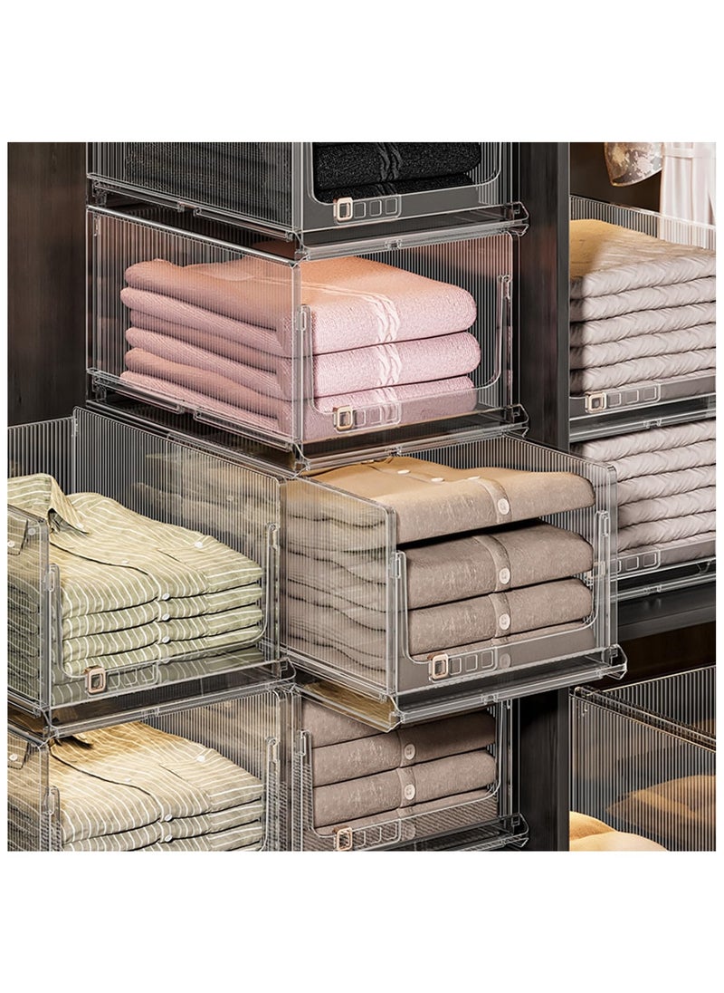 Generic Drawer Organizer Transparent,Stackable Plastic Storage Basket,Foldable Closet Organizer Storage Bins,Drawer Shelf Storage Container For Wardrobe Cupboard Office Kitchen Bathroom (Large, 1pcs)  - Image 2