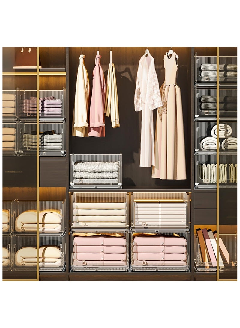 Generic Drawer Organizer Transparent,Stackable Plastic Storage Basket,Foldable Closet Organizer Storage Bins,Drawer Shelf Storage Container For Wardrobe Cupboard Office Kitchen Bathroom (Large, 1pcs)  - Image 3