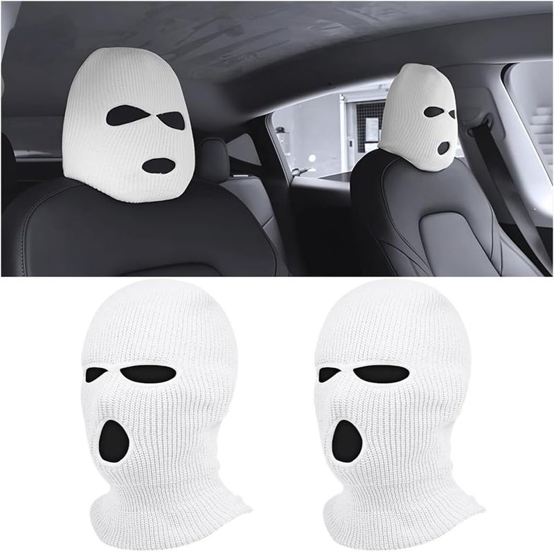 JNNJ 2 Pieces Breathable White Headrest Cover for Cars - Image 1