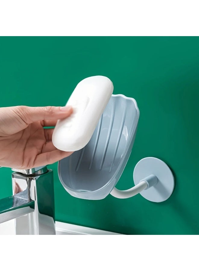 Goolsky 1pc Wall Mounted Soap Holder, Shell Shaped Soap Rack, Drain Soap Tray, Soap Storage Rack For Home Bathroom, Bathroom Accessories, Bathroom Storage And Organization  - Image 1