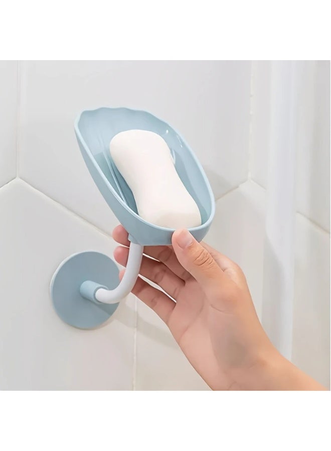 Goolsky 1pc Wall Mounted Soap Holder, Shell Shaped Soap Rack, Drain Soap Tray, Soap Storage Rack For Home Bathroom, Bathroom Accessories, Bathroom Storage And Organization  - Image 3