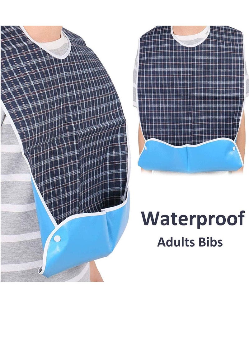 NIBEMINENT Adult Bibs, Waterproof Eldly Bib, Washable Dining Bibs Mealtime Bib Clothing Protector, for Elderly Men Women, Reusable Protector - Image 3