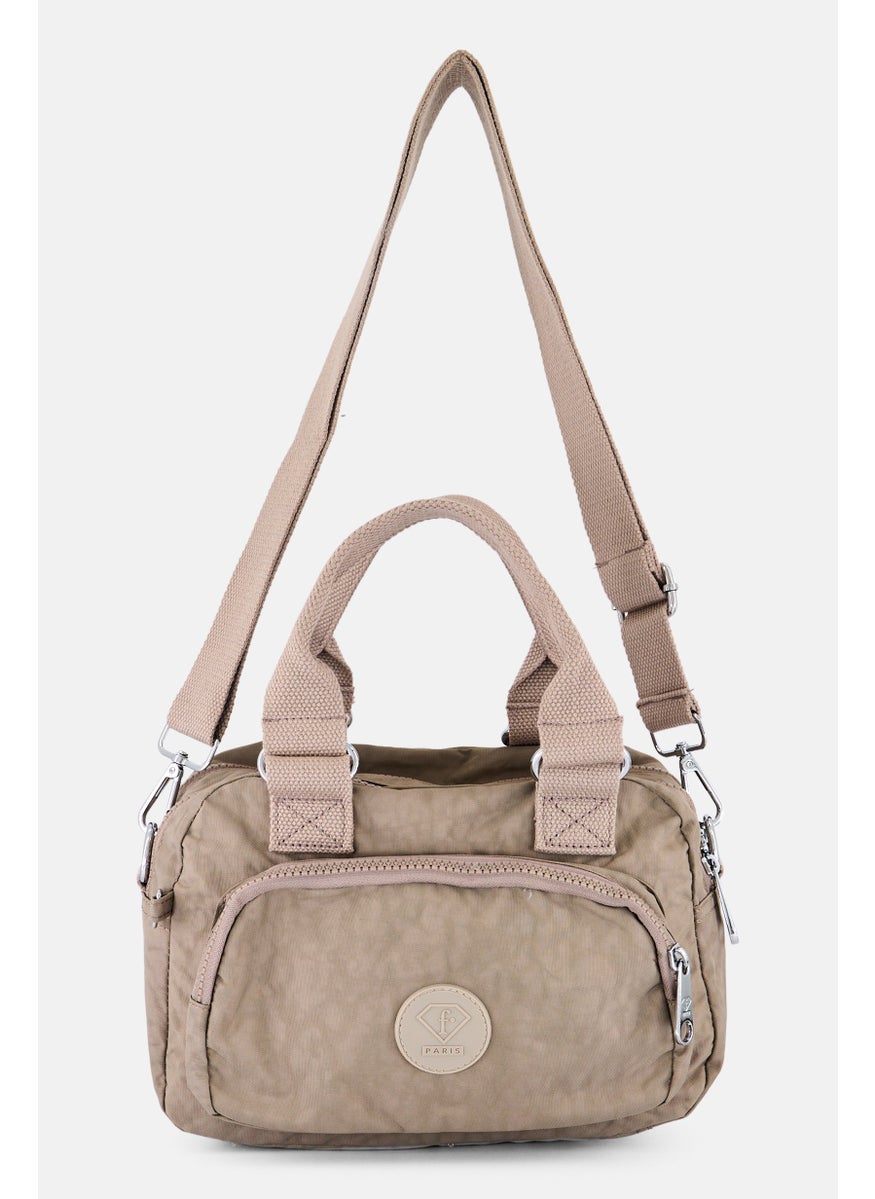I Love Fashion Women Brand Logo Handbag 26 L x 19 H x 10 W cm, Beige  - Image 1