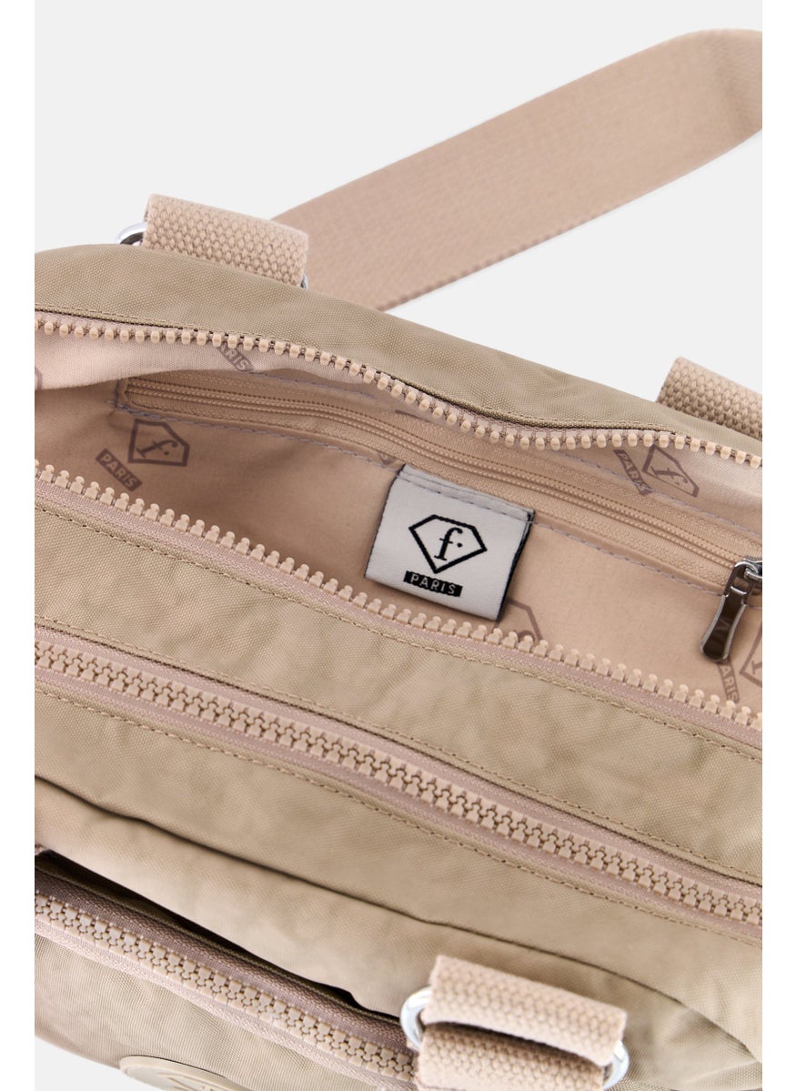 I Love Fashion Women Brand Logo Handbag 26 L x 19 H x 10 W cm, Beige  - Image 3