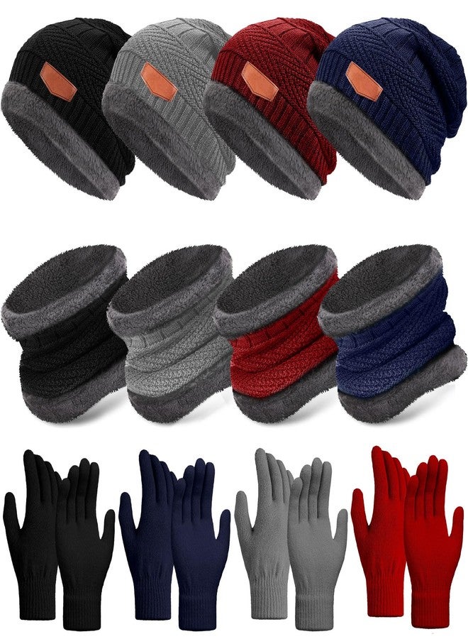 JaGely 12 Pcs Kids Winter Hat Glove Scarf Sets Kids Beanie Cap Touch Screen Gloves and Warm Circle Neck Scarf for Toddler Boys Girls - Image 1