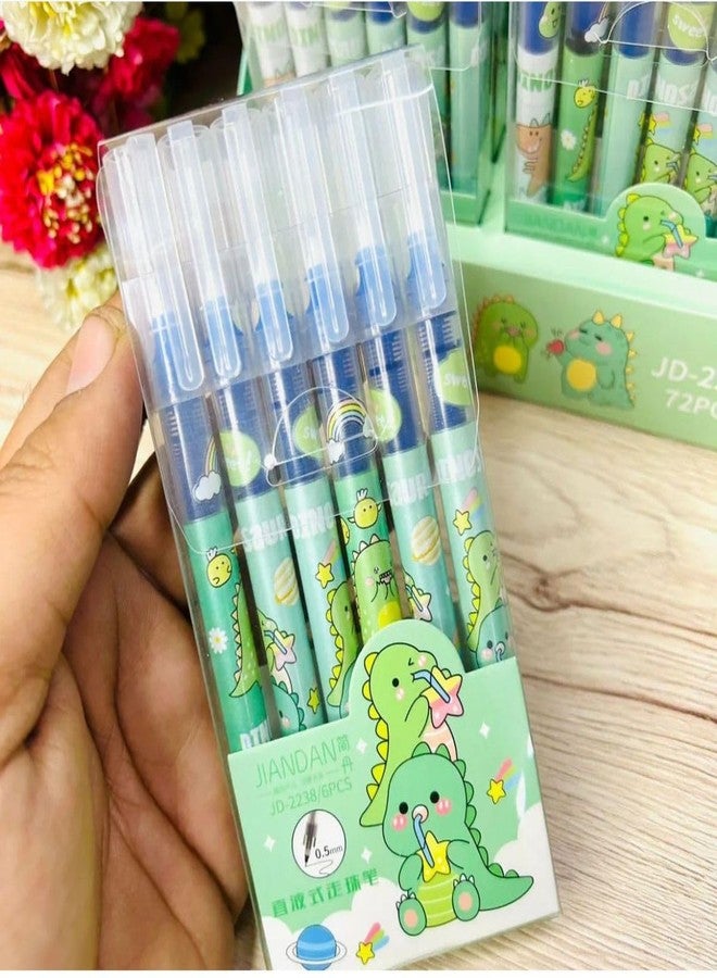 Radhya Accessories Gel Pens for Writing, Cartoon Design Lightweight Gel Pen with Comfortable Grip for Extra Smooth Writing, for School & Office, Birthday Return Gift (6 Pcs) – Blue Ink (Dinosaur) - Image 1