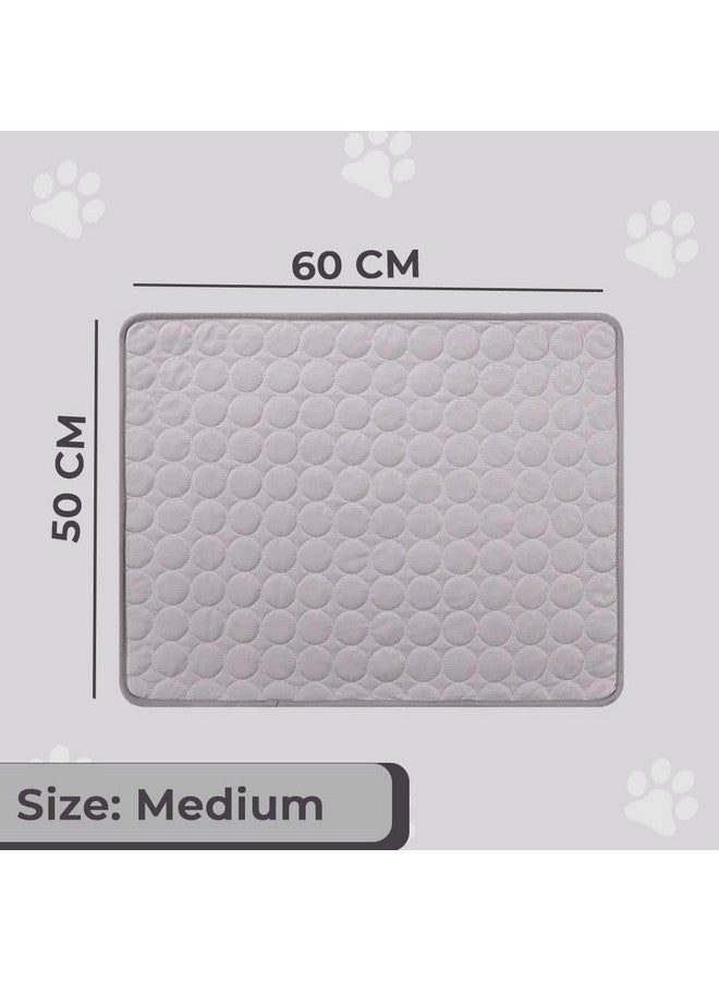 Hearts Rectangular Dog & Cat Bed|Premium Cool Ice Silk With Polyester With Bottom Mesh|Multi-Utility Self-Cooling Pad For Dog & Cat|Light-Weight & Durable Dog Bed|Zqcj001G-M|Grey - Image 2