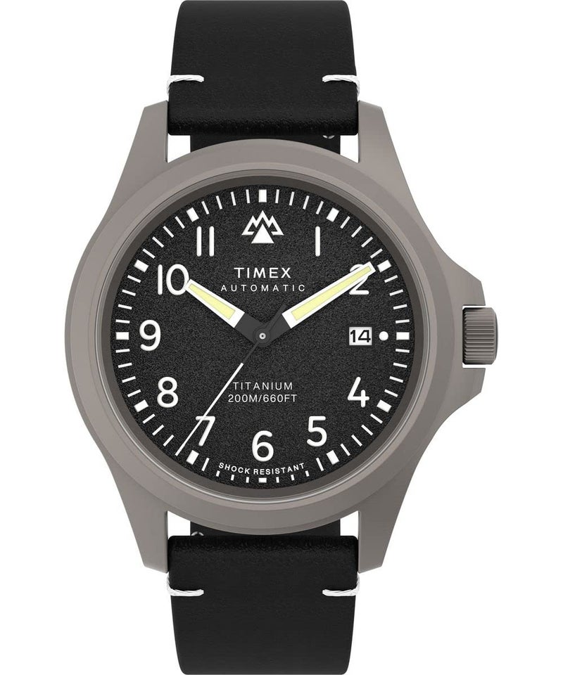 Timex Men's Expedition North Titanium Automatic 41mm Watch - Black Strap Black Dial Titanium Case - Image 1