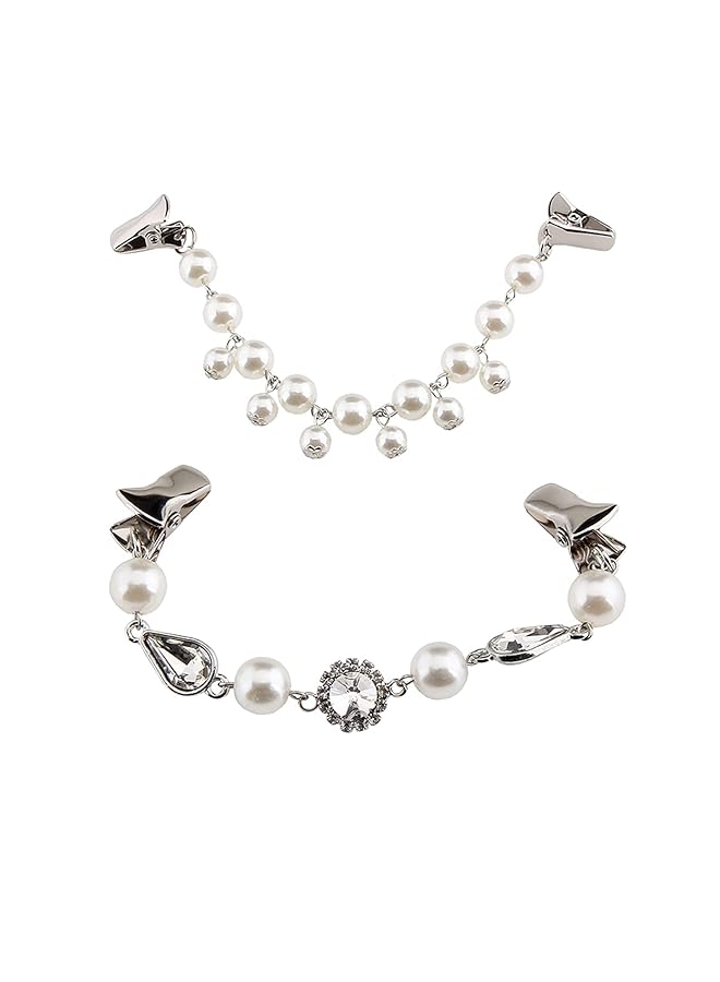 إيروريكس بروشات لؤلؤية عصرية للنساء مكونة من قطعتين من مشابك السترة الكلاسيكية مع أحجار الراين وإكسسوارات السترة - Image 1