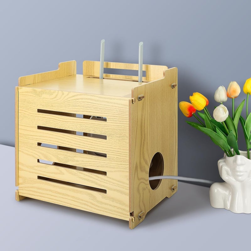 BEARUT Router Shelf WiFi Router Storage Box Modem Cable Router Cover Organized Power Strip Cable Management Hider Rack Need Assembly Made by MDF - Image 1