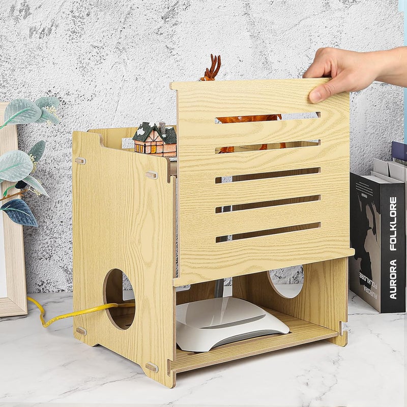 BEARUT Router Shelf WiFi Router Storage Box Modem Cable Router Cover Organized Power Strip Cable Management Hider Rack Need Assembly Made by MDF - Image 5
