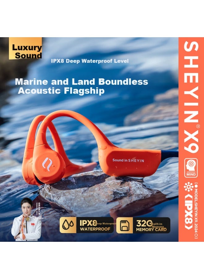 Sheyin x9 Swimming Bone Conduction Sports Earphones Ultra-long Battery Life 8-level Waterproof Coral Blue 32gb Memory - Image 1