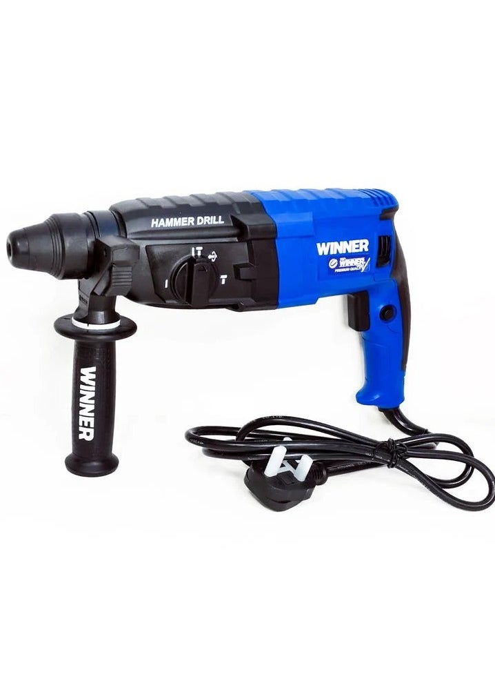 ذا وينر تولز - مثقاب المطرقة الدوارة RH850 من Winner Tools، محرك بقوة 850 واط، نظام SDS-Plus، تحكم في السرعة المتغيرة، تصميم مضغوط مع قبضة ناعمة، متعدد الوظائف للحفر والنقش والهدم - يتضمن رؤوس مثقاب وأزاميل - Image 1