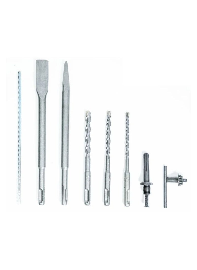 ذا وينر تولز - مثقاب المطرقة الدوارة RH850 من Winner Tools، محرك بقوة 850 واط، نظام SDS-Plus، تحكم في السرعة المتغيرة، تصميم مضغوط مع قبضة ناعمة، متعدد الوظائف للحفر والنقش والهدم - يتضمن رؤوس مثقاب وأزاميل - Image 1