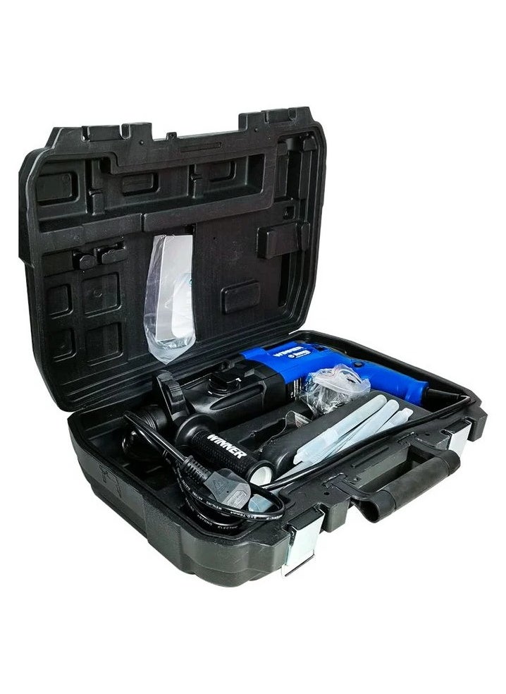 ذا وينر تولز - مثقاب المطرقة الدوارة RH850 من Winner Tools، محرك بقوة 850 واط، نظام SDS-Plus، تحكم في السرعة المتغيرة، تصميم مضغوط مع قبضة ناعمة، متعدد الوظائف للحفر والنقش والهدم - يتضمن رؤوس مثقاب وأزاميل - Image 1