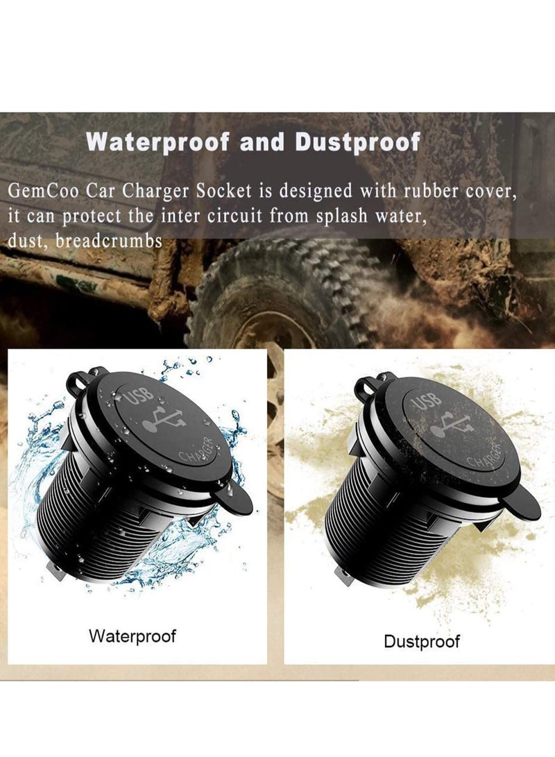 SYOSI Car Charger Socket, Quick Charge 4.0 PD Type C and 3.0 USB, 12V/24V Outlet Power Waterproof with Dual Ports for Marine Boat Motorcycle Golf (green) - Image 4