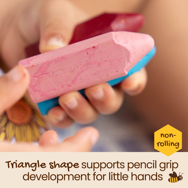 Honeysticks Triangular Crayons (10 Pack) - 100% Pure Beeswax, Food Grade Colors, Non Toxic Crayons for Baby, Toddlers ages 1-3,2-4, Triangle Shape for Pencil Grip Development. Handmade in New Zealand - Image 4
