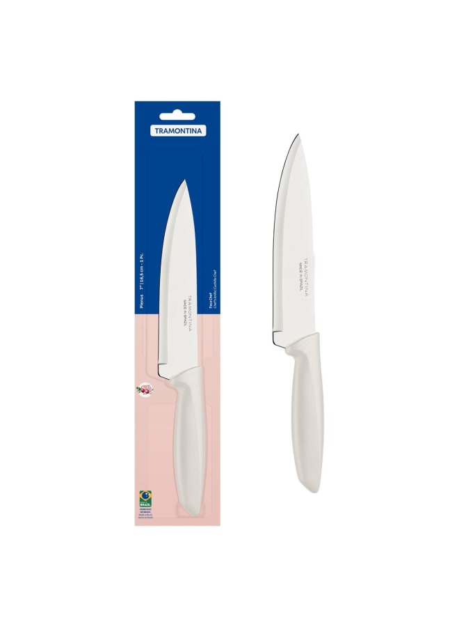 Tramontina Plenus Stainless Steel Chef Knife with Handle, 7-Inch Blade, White - Image 1