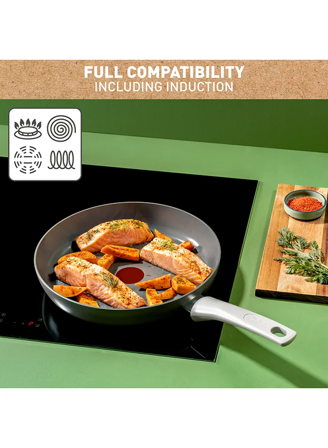 Tefal TEFAL Renew, On | Frypan 32 cm | Ceramic Non-Stick Coating | 100% recycled aluminium body | Healthy Cooking | Thermo-Signal™ | Made in France | 2 Years Warranty | C4270832 Grey - Hippo Iron